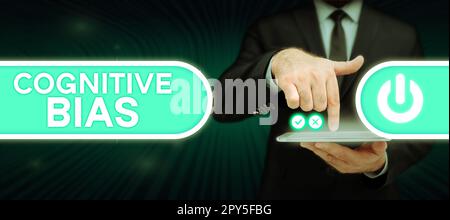 Schrift zeigt Text kognitive Vorurteile an. Ein Wort zur psychologischen Behandlung psychischer Störungen Stockfoto