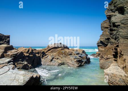 As Catedrais Beach - Strand der Kathedralen - Galicien, Spanien Stockfoto