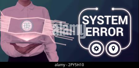 Systemfehler bei konzeptioneller Beschriftung. Internet Concept Technological Failure Software Collapse Informationsverlust Stockfoto