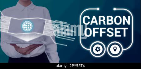 Konzeptionelle Überschrift Kohlenstoff-Offset. Geschäftsübersicht Reduzierung der Emissionen von Kohlendioxid oder anderen Gasen Stockfoto