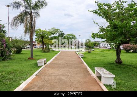 Park im Stadtzentrum von Poconé, Pantanal Nord, Mato Grosso, Brasilien Stockfoto