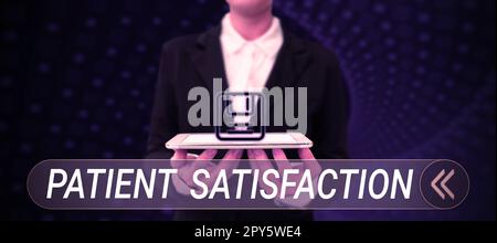Handschrifttext Patientenzufriedenheit. Wort für Indikator zur Messung der Qualität im Gesundheitswesen Stockfoto