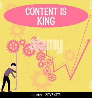 Konzeptionelle Beschriftung Inhalt ist König. Geschäftsansatz Inhalt ist das Herzstück heutiger Marketingstrategien Stockfoto