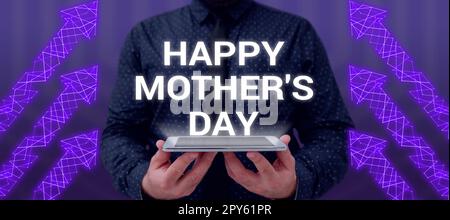 Text zeigt Inspiration Happy Mother's Day (alles gute zum Muttertag). Geschäftskonzept gefeiert zu Ehren des Einflusses der Mutterschaft in die Gesellschaft Stockfoto