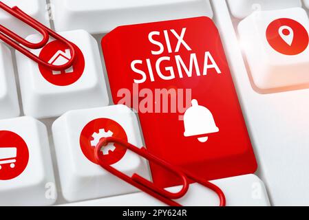 Text mit Inspiration Six Sigma. Managementtechniken für den Geschäftsansatz zur Verbesserung von Geschäftsprozessen Stockfoto