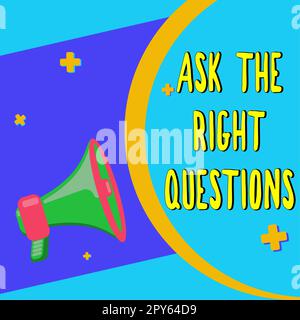 Textüberschrift Präsentation Fragen Sie die richtigen Fragen. Geschäftskonzept Suchen Sie eine professionelle Beratung Stockfoto