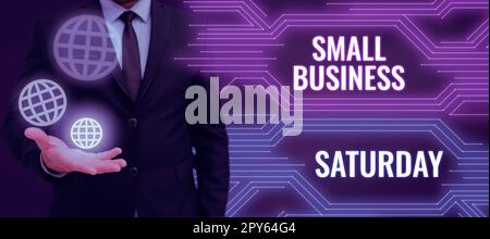 Textunterschrift für Small Business Saturday. Samstags findet ein amerikanischer Einkaufsbummel statt Stockfoto