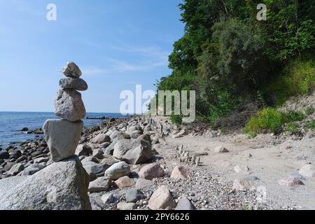 Steiniger Strand an der Ostsee, GrÃ¶mitz Stockfoto