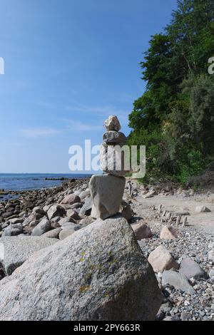 Steiniger Strand an der Ostsee, GrÃ¶mitz Stockfoto