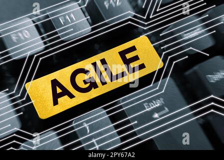 Texttitel für Agile. Ein Wort über einen bestimmten Ansatz für das Projektmanagement, der in Software verwendet wird Stockfoto