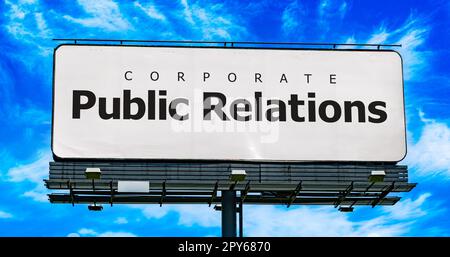 Ein Plakat mit dem Schlagwort "Public Relations" Stockfoto