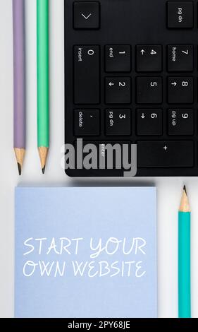 Handschriftlicher Text Erstellen Sie Ihre eigene Website. Word für als Erweiterung einer Visitenkarte oder einer persönlichen Website dienen Stockfoto