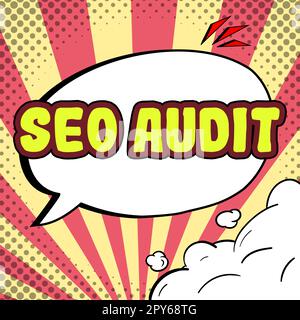 Handschriftlicher Text Seo Audit. Business Concept Search Engine Optimization Prozess validieren und überprüfen Stockfoto