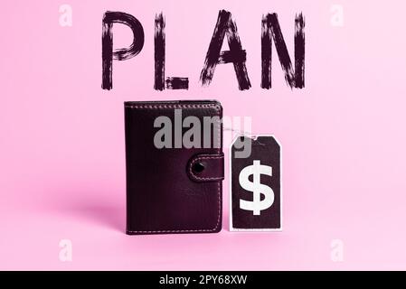 Schreiben mit Anzeige des Textplans. Konzeptfoto Beginn eines detaillierten Vorschlags, etwas zu tun oder zu erreichen Stockfoto