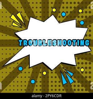 Handgeschriebenes Schild Fehlerbehebung. Geschäftsansatz eine Untersuchung oder Behandlung der Probleme ist aufgetreten Stockfoto