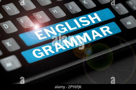 Konzeptionelle Anzeige englische Grammatik. Business Showcase-Kurse decken alle Ebenen der englischen Sprache und des Schreibens ab Stockfoto