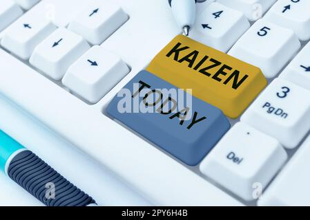 Konzeptionelle Beschriftung Kaizen. Ein Wort über eine japanische Unternehmensphilosophie zur Verbesserung der Arbeitsweisen Stockfoto