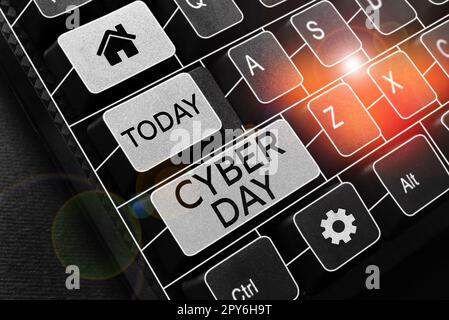 Schreiben mit Text Cyber Day. Marketingaussage für Business Showcase für den Montag nach dem Thanksgiving in den USA Stockfoto