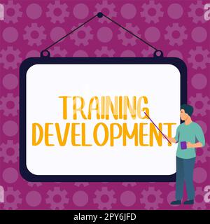 Schild mit der Anzeige „Training Development“. Word für Programm zum Lernen und erweitern von Fähigkeiten und Wissen Stockfoto