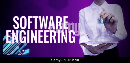 Text mit Inspiration Software Engineering. Konzeptbedeutung der Programmentwicklung im systematischen quantifizierbaren Ansatz Stockfoto