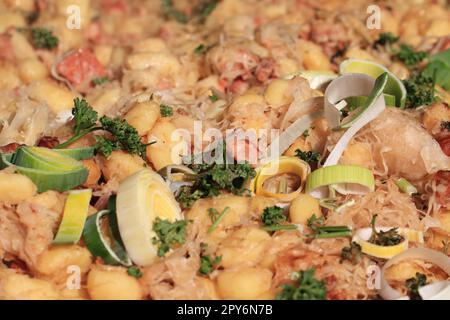 Bryndza gnocchi (slowakische Nationalkost) Textur als schöner Hintergrund Stockfoto