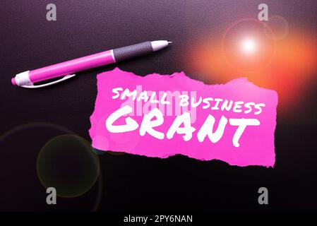 Konzeptionelle Darstellung des Zuschusses für kleine Unternehmen. Geschäftsidee ein Privatunternehmen, das für seine begrenzte Größe bekannt ist Stockfoto