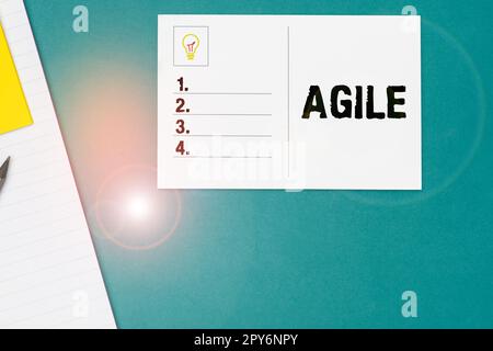 Konzeptionelle Darstellung Agile. Wort für einen bestimmten Ansatz für das Projektmanagement, der in der Software verwendet wird Stockfoto