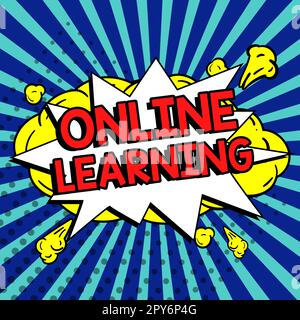 Konzeptionelle Darstellung Online Learning. Geschäftskonzept Larning mit Hilfe des Internets und eines Computers Stockfoto