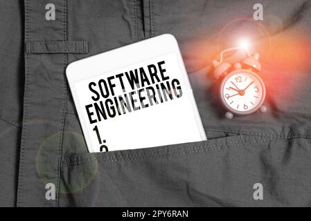 Inspiration mit Signage Software Engineering. Business Approach Programmentwicklung im systematischen quantifizierbaren Ansatz Stockfoto