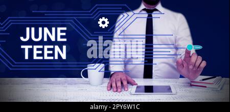 Handschriftlicher Text June Teen. Geschäftsansatz gesetzlicher Feiertag in den Vereinigten Staaten vom Ende der Sklaverei in den USA Stockfoto