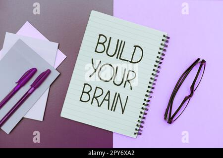 Konzeptionelle Darstellung Bauen Sie Ihr Gehirn. Unternehmensübersicht mentale Aktivitäten zur Erhaltung oder Verbesserung kognitiver Fähigkeiten Stockfoto