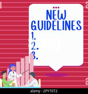 Handschrifttext Neue Richtlinien. Wort für eine neue Liste von Zielen, die erreicht oder erreicht werden sollen Stockfoto