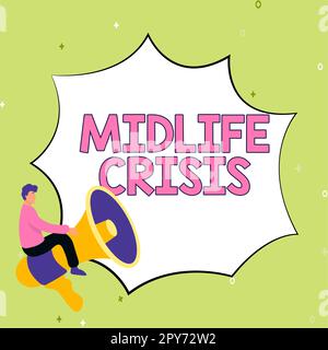 Textüberschrift zur Midlife Crisis. Business Showcase Softwareentwicklungstechnik Zerlegen einer Anwendung Stockfoto