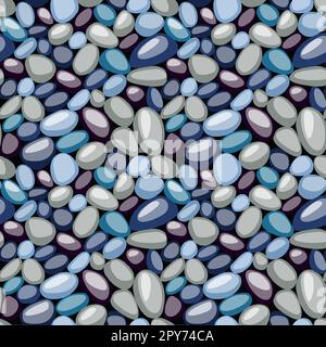 Nahtlose Textur kleiner Kieselsteine. Bunte Steine auf dem Boden. Stock Vektor