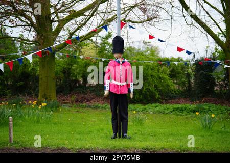 Vor der bevorstehenden Krönung von König Karl III. Wird am 28. April 2023 in Cheshire, Großbritannien, eine Straßenausstellung gesehen. Kredit: Jon Super/Alamy Live News. Stockfoto