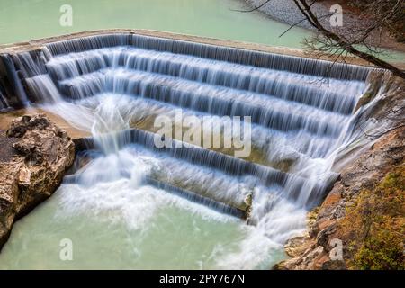 Lechfall, Lech-Wasserfall in Füssen, Bayern, Deutschland Stockfoto