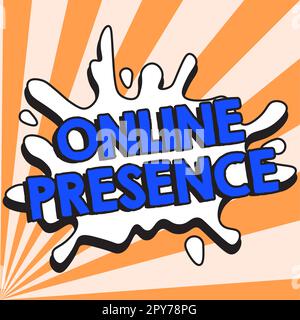 Text wird geschrieben Online-Präsenz wird angezeigt. Ein Wort über die Existenz einer Person, das über eine Online-Suche gefunden werden kann Stockfoto
