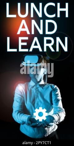 Konzeptunterschrift Mittagessen und Lernen. Wort für Essen und Studienmotivation für Bildung lernen Essen Stockfoto