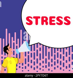 Zeichen, das Spannung anzeigt. Unternehmen zeigen einen physikalisch-chemischen oder emotionalen Faktor, der körperliche oder geistige Spannungen verursacht Stockfoto