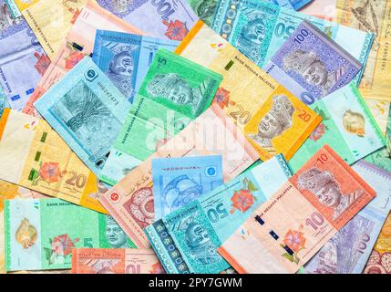 Malaysische Ringgit-Banknoten - Hintergrund. Finanzkonzept. Stockfoto