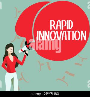 Textunterschrift für schnelle Innovationen. Wort, das auf einer Website geschrieben wird, die Suchmaschinenalgorithmen verwendet Stockfoto