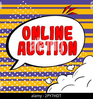 Konzeptdarstellung Online-Auktion. Geschäftsansatz Prozess des Kaufs und Verkaufs von Waren oder Dienstleistungen online Stockfoto