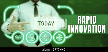 Konzeptionelle Beschriftung Schnelle Innovation. Geschäftsidee, die charakteristisch für eine Website ist, die Suchmaschinenalgorithmen verwendet Stockfoto