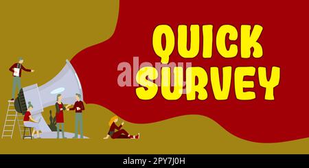 Textzeichen mit Schnellübersicht. Geschäftsidee Führen Sie eine schnelle Überprüfung der Zustandssituation von etwas durch Stockfoto