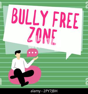 Schreiben mit Textanzeige „Bully Free Zone“. Geschäftskonzept Respekt vor anderen Mobbing ist hier nicht erlaubt Stockfoto