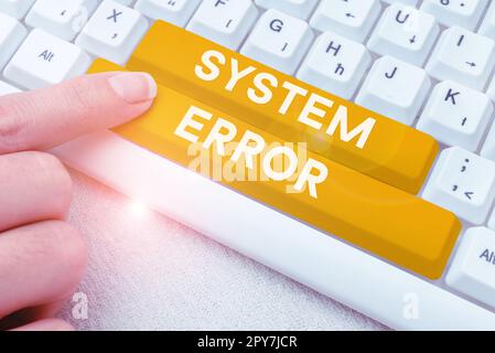 Inspiration zeigt Systemfehler an. Geschäftskonzept Technologiefehler Softwarekollaps Datenverlust Stockfoto