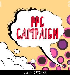 Schreiben mit Anzeige von Text für PPC-Kampagne. Words verwenden PPC, um ihre Produkte und Dienstleistungen zu bewerben Stockfoto