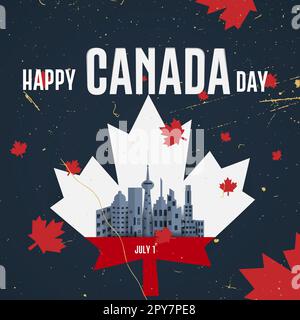 Happy Canada Day 1. Juli. Hintergrund für das Konzept der kanadischen Flagge. Poster, Bannerdesign, Vektordarstellung. Stock Vektor