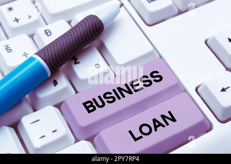 Konzeptionelle Darstellung des Geschäftskredits. Internet-Konzept Kredithypothek Finanzielle Unterstützung Barvorschüsse Schulden Stockfoto