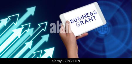 Konzeptdarstellung - Unternehmenszuschuss. Konzept bedeutet, dass Arbeitsstrategien Ziele erreichen Stockfoto